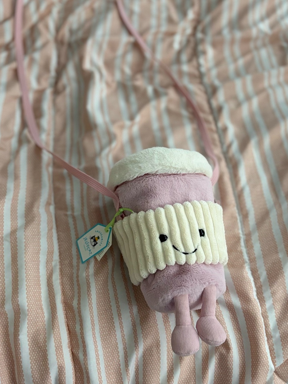 Jellycat Pink Coffee Cup Crossbody Bag